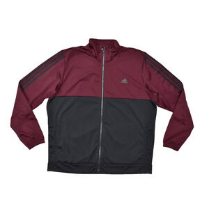 Adidas Men's Regular Size M Burgundy Black Full Zip Track Jacket Pockets